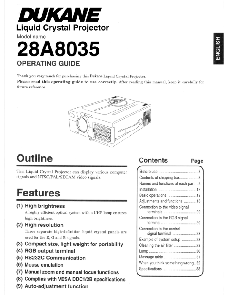 Dukane ImagePro 8035 Users Manual Dukane ImagePro 8035 Users Manual