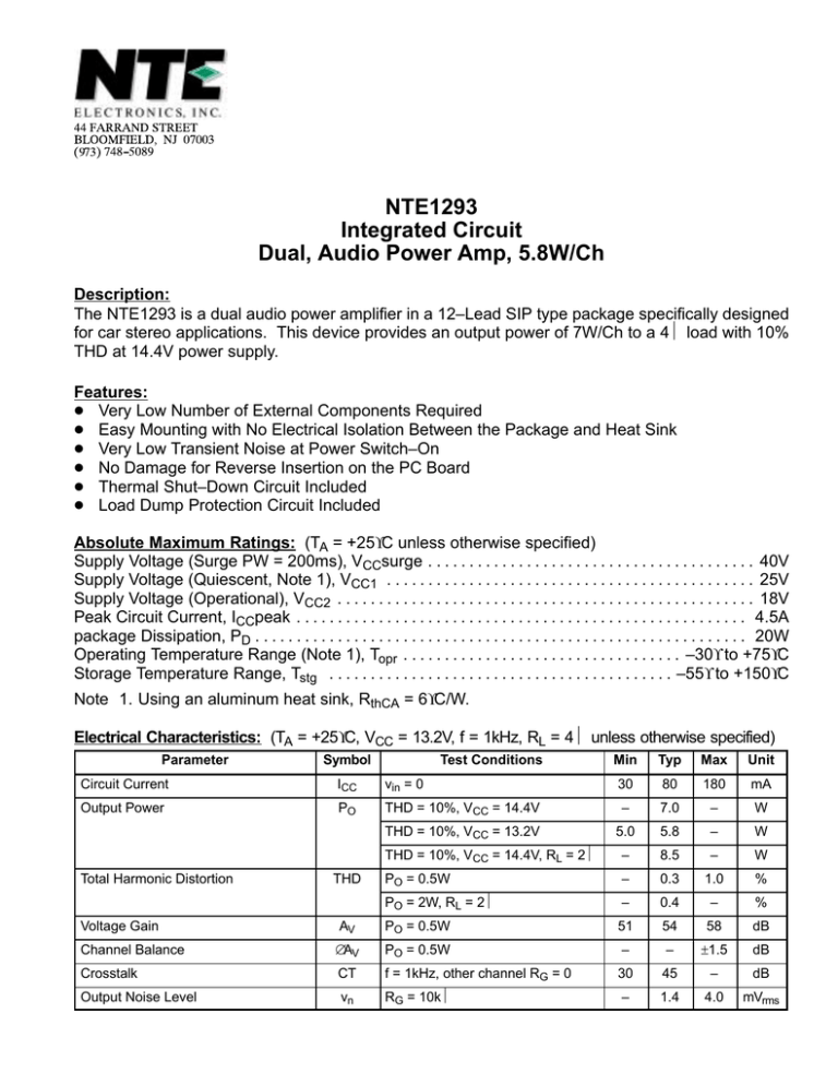 Datasheet for Ic-dual AF PWR AMP Datasheet for Ic-dual AF PWR AMP