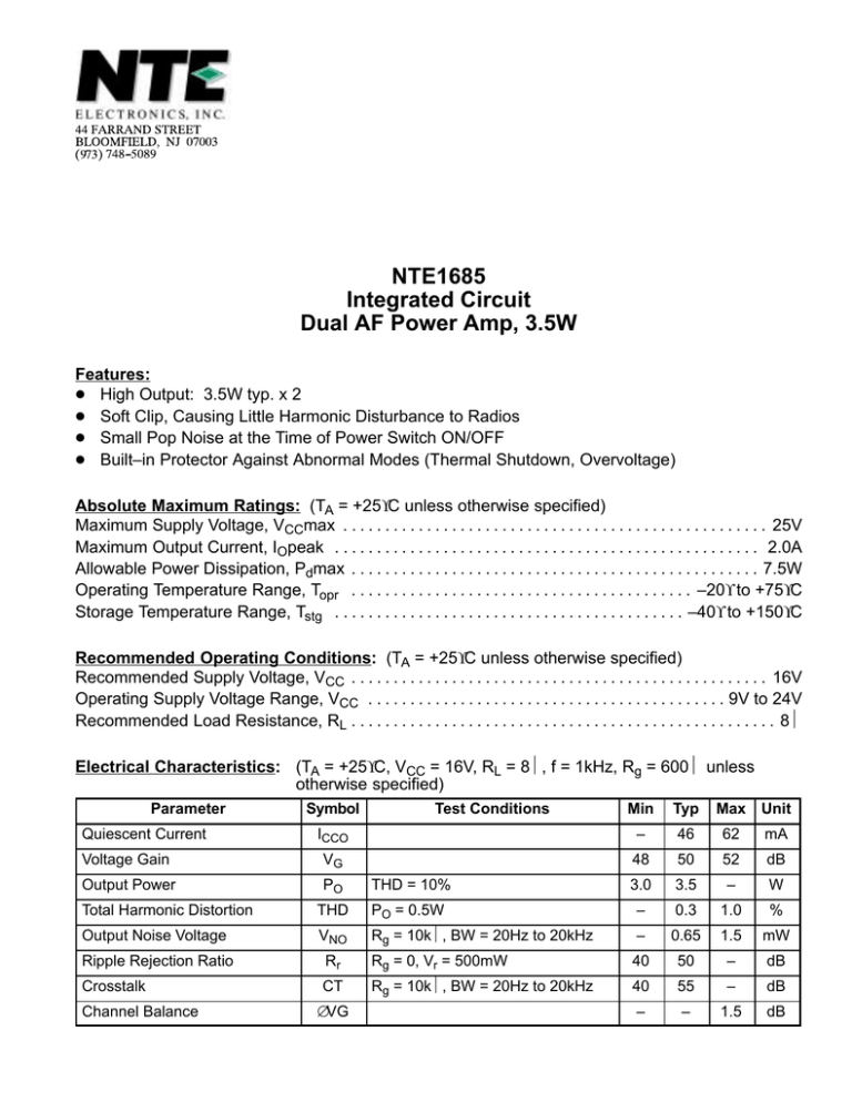 Datasheet for Ic-dual AF PO 3.5w/ch Datasheet for Ic-dual AF PO 3.5w/ch