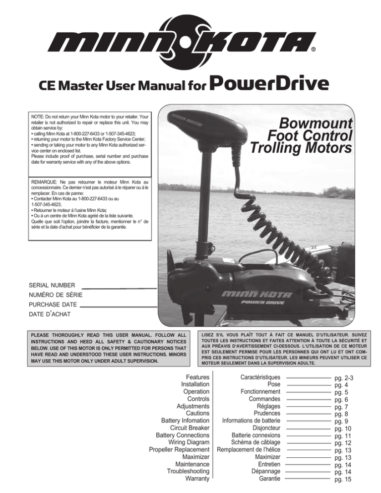 PowerDriveV2 55PD V2/AP/US2 Bow Mount Trolling Motor Owners Manual PowerDriveV2 55PD V2/AP/US2 Bow Mount Trolling Motor Owners Manual