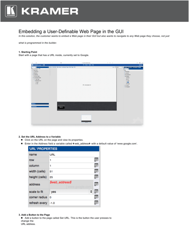 Embedding a User-Definable Web Page in the GUI Embedding a User-Definable Web Page in the GUI