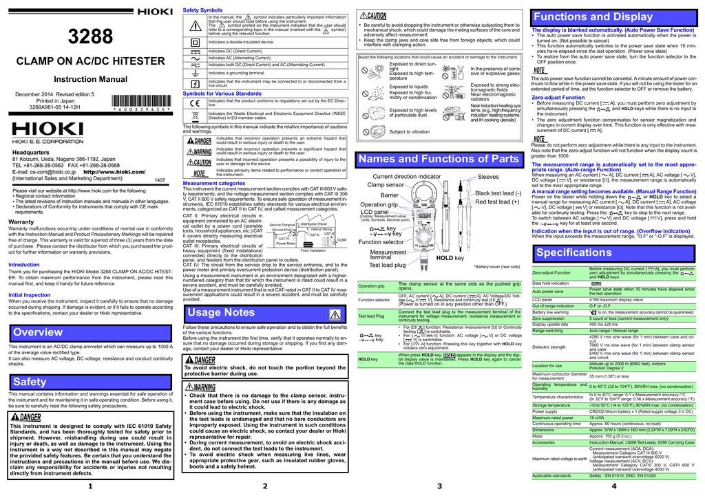 Hioki 3196 Manual