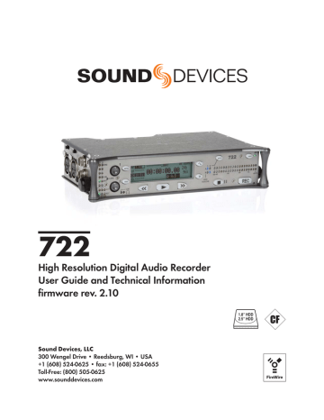 Read the Sound Devices 722 User's Guide Read the Sound Devices 722 User's Guide