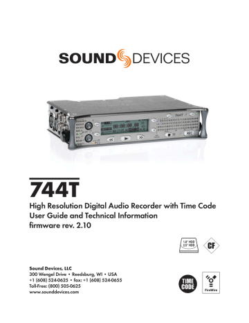 Read the Sound Devices 744T User's Guide Read the Sound Devices 744T User's Guide