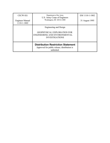 Download version 0.1 of EM 1110-1-1802 Geophysical Exploration for Engineering and Environmental Investigations.pdf Download version 0.1 of EM 1110-1-1802 Geophysical Exploration for Engineering and Environmental Investigations.pdf