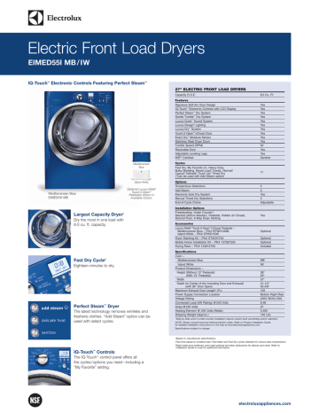 Electric Front Load Dryers EIMED55I MB / IW IQ-Touch Electric Front Load Dryers EIMED55I MB / IW IQ-Touch