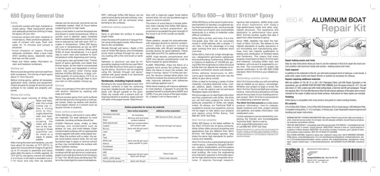 650-K Aluminum Boat Repair Instructions 650-K Aluminum Boat Repair Instructions