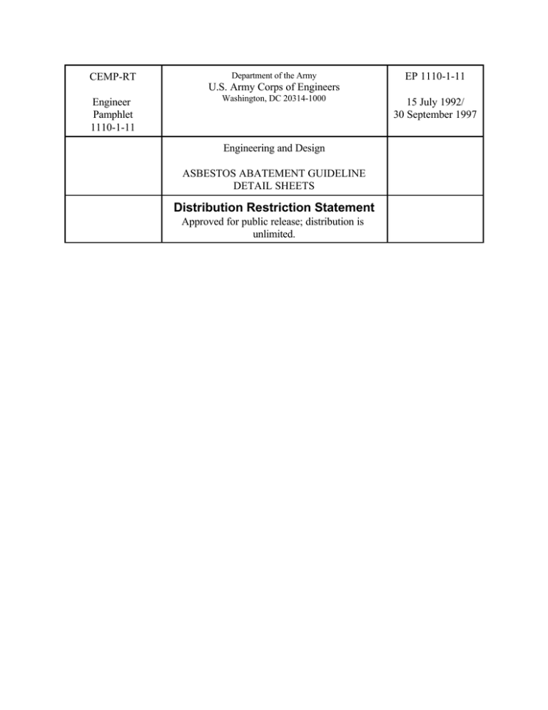 Download version 0.1 of EP 1110-1-11, Abestos Abatement Guideline Detail Sheets.pdf Download version 0.1 of EP 1110-1-11, Abestos Abatement Guideline Detail Sheets.pdf