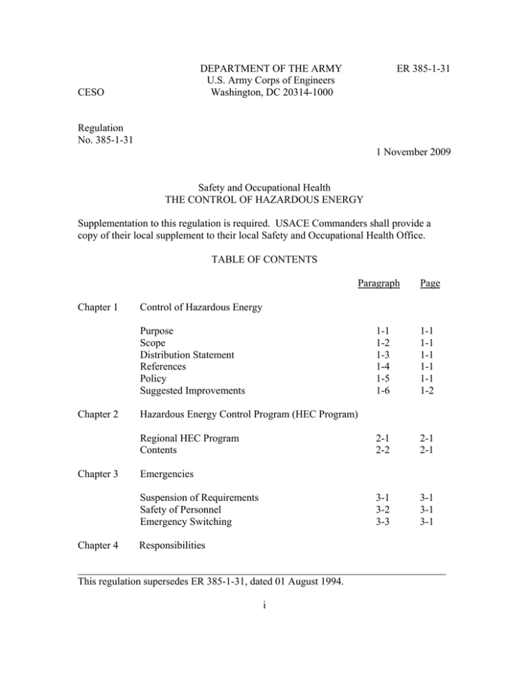Download version 0.1 of ER 385-1-31 The Control of Hazardous Energy.pdf Download version 0.1 of ER 385-1-31 The Control of Hazardous Energy.pdf
