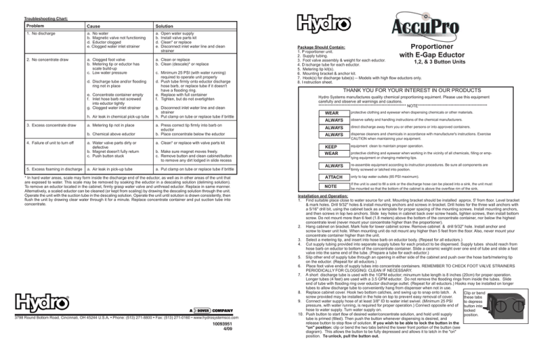 AccuPro 1-Button Dispenser (model #39331) Instruction Guide AccuPro 1-Button Dispenser (model #39331) Instruction Guide