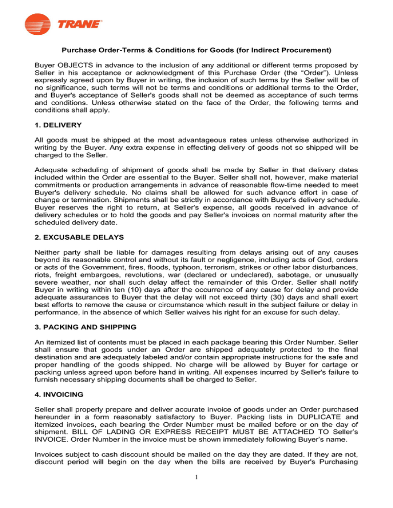 Standard T Cs for Indirect Procurement of Goods(EN) Standard T Cs for Indirect Procurement of Goods(EN)