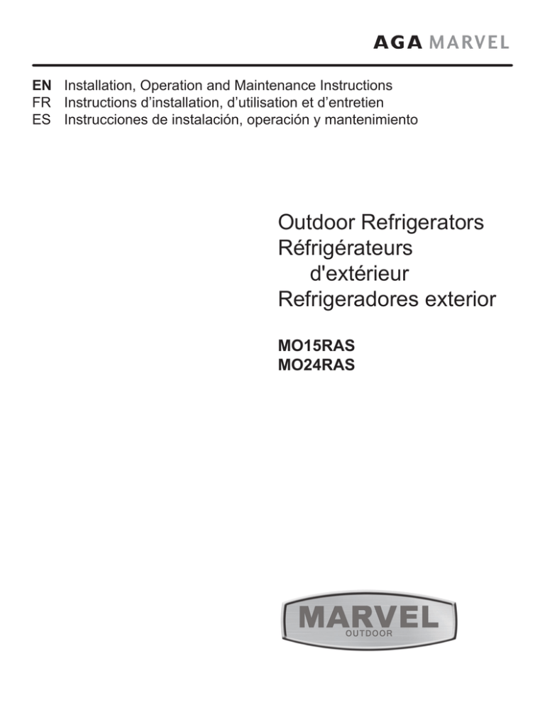 EN FR Instructions d’installation, d’utilisation et d’entretien EN FR Instructions d’installation, d’utilisation et d’entretien