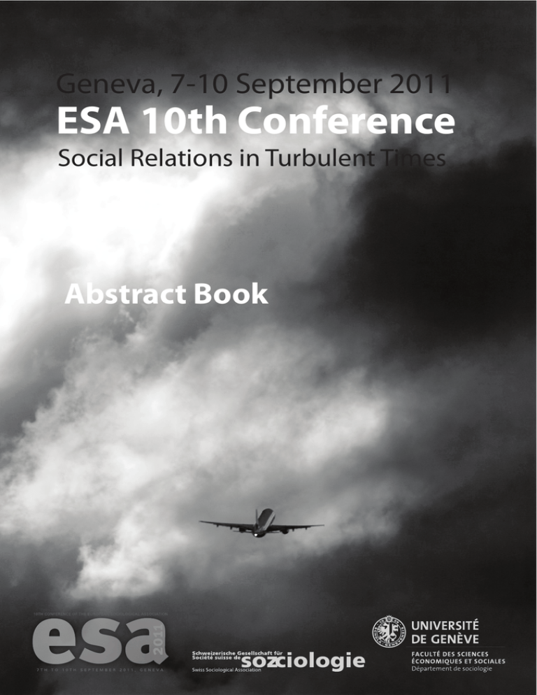 ESA 10th Conference Abstract Book Geneva, 7-10 September 2011 ESA 10th Conference Abstract Book Geneva, 7-10 September 2011