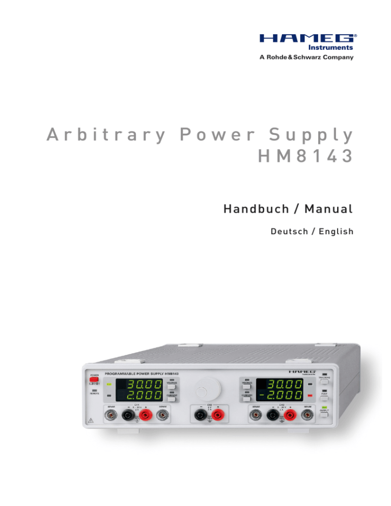 A r b i t r a r y ... H M 8 1 4 3 Handbuch / Manual Deutsch / English A r b i t r a r y ... H M 8 1 4 3 Handbuch / Manual Deutsch / English