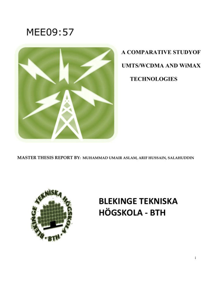 MEE09:57 BLEKINGE TEKNISKA HÖGSKOLA ‐ BTH A COMPARATIVE STUDYOF MEE09:57 BLEKINGE TEKNISKA HÖGSKOLA ‐ BTH A COMPARATIVE STUDYOF