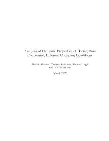 Analysis of Dynamic Properties of Boring Bars Concerning Different Clamping Conditions Analysis of Dynamic Properties of Boring Bars Concerning Different Clamping Conditions