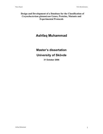 Ashfaq Muhammad Master’s dissertation University of Skövde Ashfaq Muhammad Master’s dissertation University of Skövde