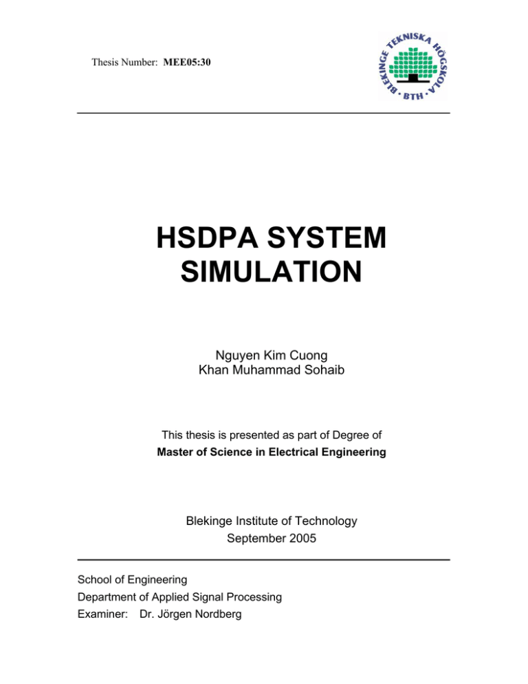 HSDPA SYSTEM SIMULATION Nguyen Kim Cuong HSDPA SYSTEM SIMULATION Nguyen Kim Cuong
