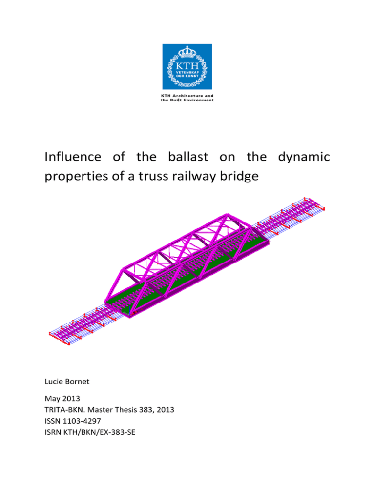 Influence of the ballast on the dynamic properties of a truss railway bridge Lucie Bornet Influence of the ballast on the dynamic properties of a truss railway bridge Lucie Bornet