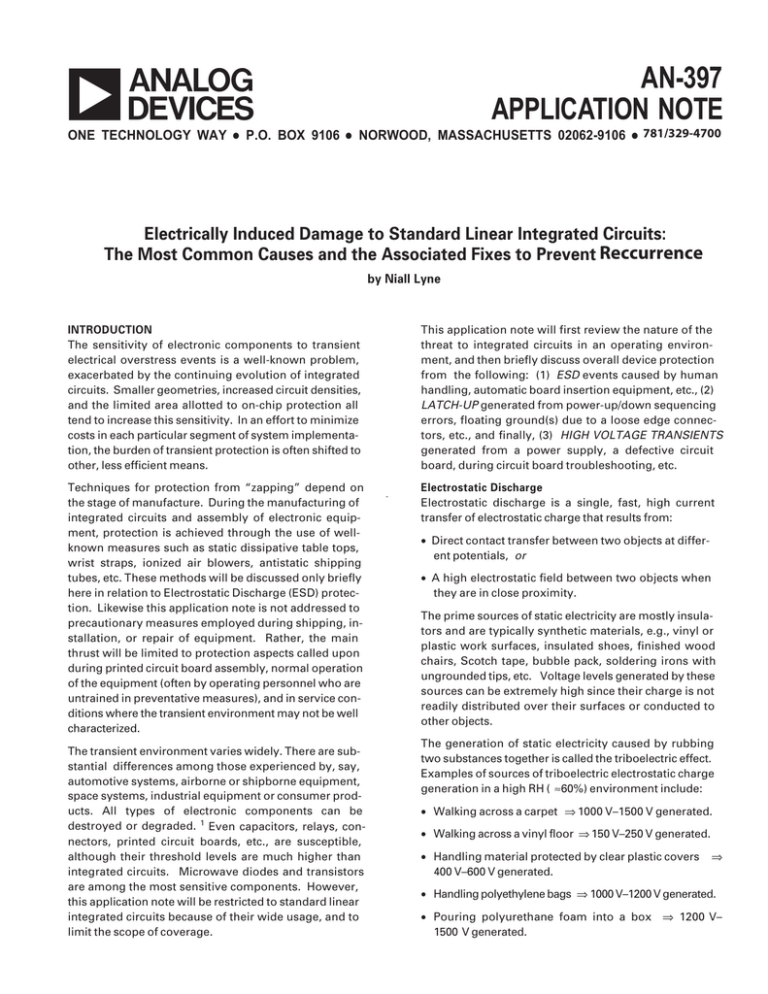 AN-397: Electrically Induced Damage to Standard Linear Integrated Circuits: PDF AN-397: Electrically Induced Damage to Standard Linear Integrated Circuits: PDF