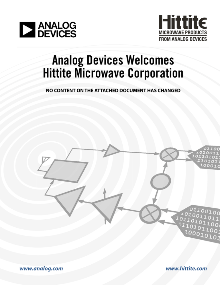Analog Devices Welcomes Hittite Microwave Corporation www.analog.com www.hittite.com Analog Devices Welcomes Hittite Microwave Corporation www.analog.com www.hittite.com