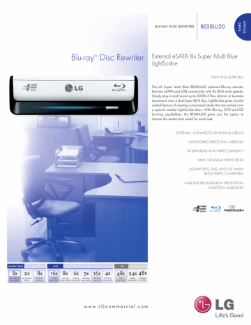 Blu-ray Disc Rewriter External eSATA 8x Super Multi Blue LightScribe Blu-ray Disc Rewriter External eSATA 8x Super Multi Blue LightScribe