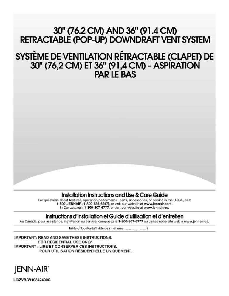JennAir JXD7030YS Owner's manual JennAir JXD7030YS Owner's manual