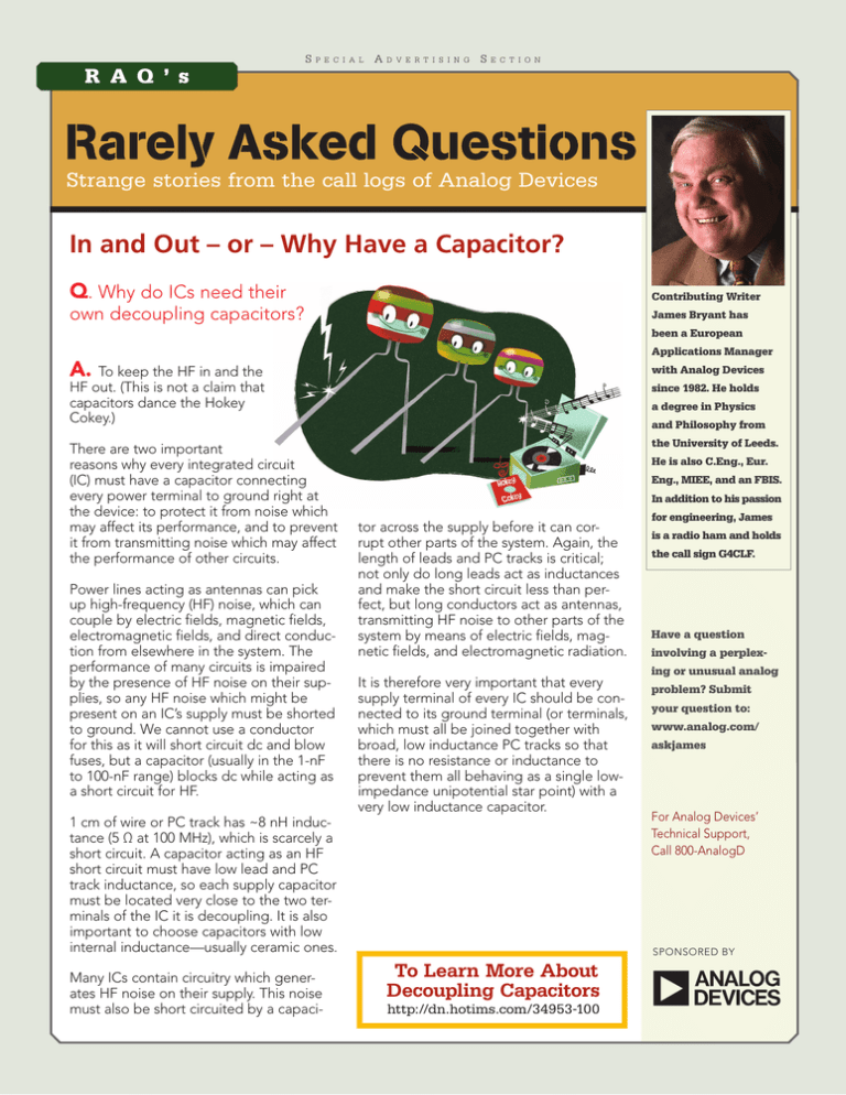 In and Out – or – Why Have a Capacitor? A. In and Out – or – Why Have a Capacitor? A.
