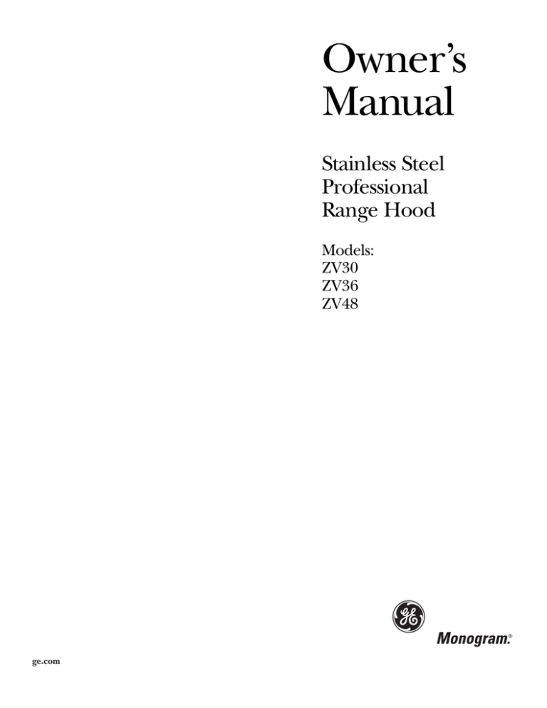 Owner’s Manual Stainless Steel Professional Owner’s Manual Stainless Steel Professional