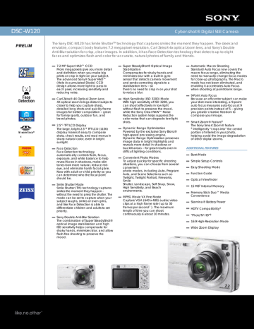 DSC-W120 Cyber-shot® Digital Still Camera DSC-W120 Cyber-shot® Digital Still Camera