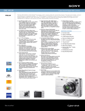 DSC-W130 Cyber-shot® Digital Still Camera DSC-W130 Cyber-shot® Digital Still Camera