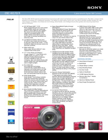 DSC-W170/R Cyber-shot® Digital Still Camera DSC-W170/R Cyber-shot® Digital Still Camera