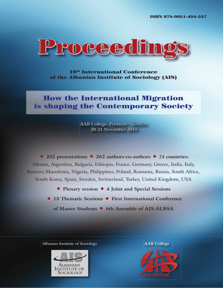 Proceedings • How the International Migration is shaping the Contemporary Society Proceedings • How the International Migration is shaping the Contemporary Society