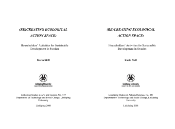 (RE)CREATING ECOLOGICAL ACTION SPACE: (RE)CREATING ECOLOGICAL ACTION SPACE: