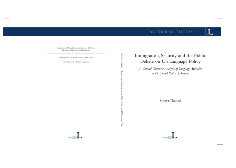 Immigration, Security and the Public Sora ya Immigration, Security and the Public Sora ya