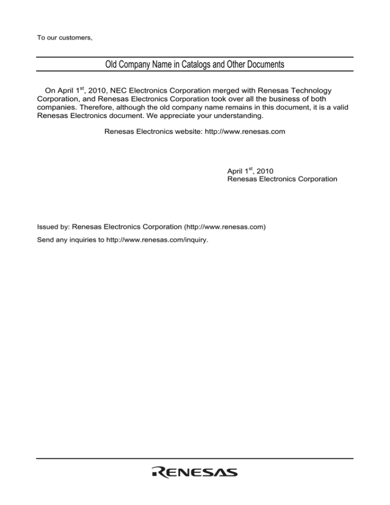Old Company Name in Catalogs and Other Documents Old Company Name in Catalogs and Other Documents