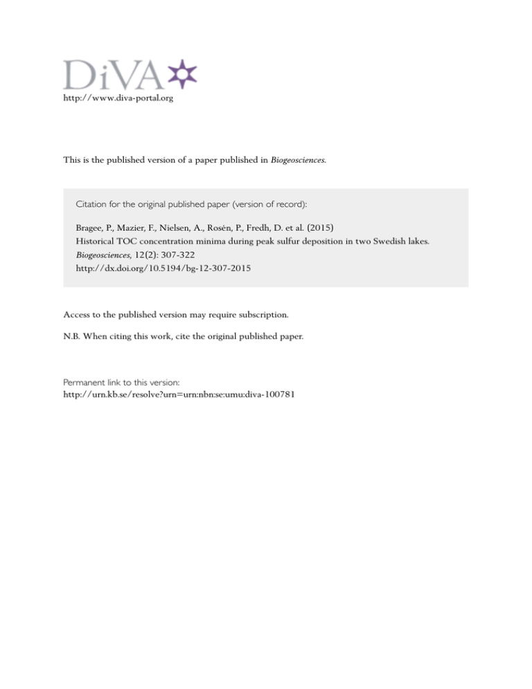 -portal.org Biogeosciences Citation for the original published paper (version of record): -portal.org Biogeosciences Citation for the original published paper (version of record):