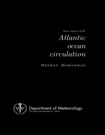 Atlantic ocean circulation Department of Meteorology Atlantic ocean circulation Department of Meteorology