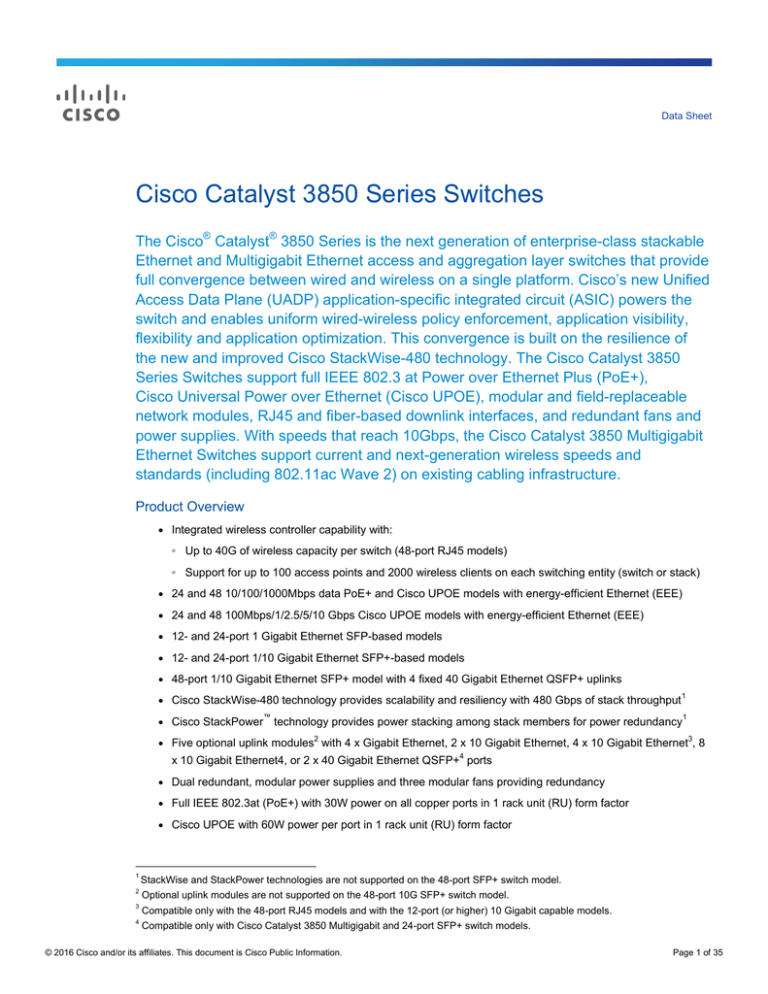 Cisco Catalyst 3850 Series Switches Cisco Catalyst 3850 Series Switches