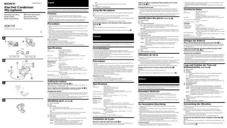 Sony ECM-719 Operating instructions Sony ECM-719 Operating instructions