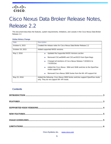 Cisco Nexus Data Broker Release Notes, Release 2.2 | Manualzz