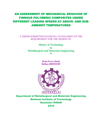 AN ASSESSMENT OF MECHANICAL BEHAVIOR OF FIBROUS POLYMERIC COMPOSITES UNDER AN ASSESSMENT OF MECHANICAL BEHAVIOR OF FIBROUS POLYMERIC COMPOSITES UNDER