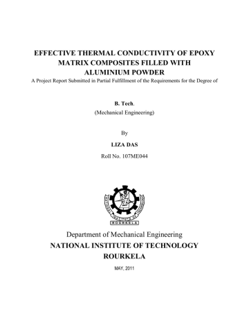 EFFECTIVE THERMAL CONDUCTIVITY OF EPOXY MATRIX COMPOSITES FILLED WITH ALUMINIUM POWDER EFFECTIVE THERMAL CONDUCTIVITY OF EPOXY MATRIX COMPOSITES FILLED WITH ALUMINIUM POWDER