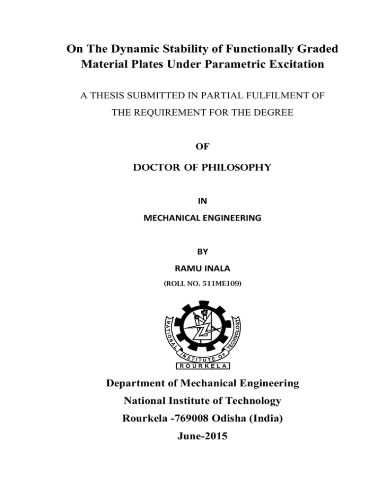 On The Dynamic Stability of Functionally Graded On The Dynamic Stability of Functionally Graded