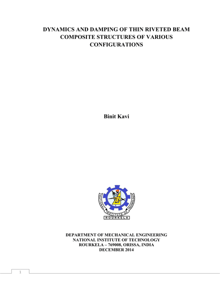 DYNAMICS AND DAMPING OF THIN RIVETED BEAM COMPOSITE STRUCTURES OF VARIOUS CONFIGURATIONS DYNAMICS AND DAMPING OF THIN RIVETED BEAM COMPOSITE STRUCTURES OF VARIOUS CONFIGURATIONS