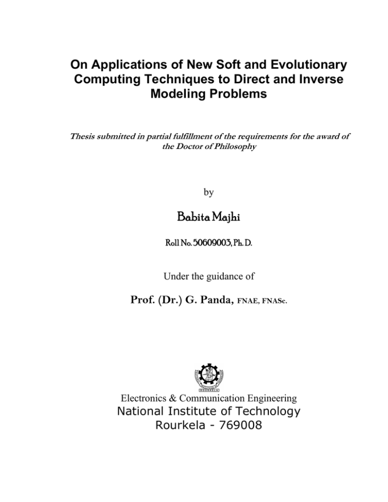 On Applications of New Soft and Evolutionary Modeling Problems On Applications of New Soft and Evolutionary Modeling Problems