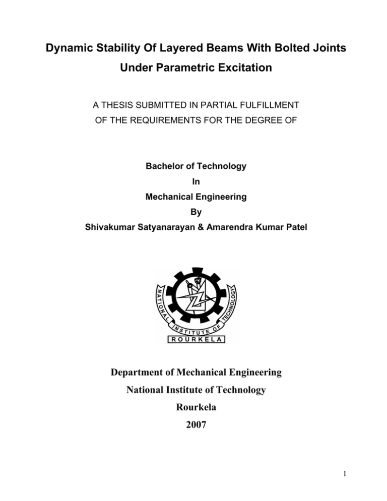 Dynamic Stability Of Layered Beams With Bolted Joints Under Parametric Excitation Dynamic Stability Of Layered Beams With Bolted Joints Under Parametric Excitation