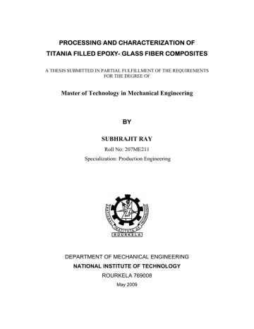 PROCESSING AND CHARACTERIZATION OF TITANIA FILLED EPOXY- GLASS FIBER COMPOSITES PROCESSING AND CHARACTERIZATION OF TITANIA FILLED EPOXY- GLASS FIBER COMPOSITES