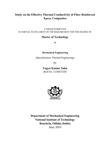 Study on the Effective Thermal Conductivity of Fiber Reinforced Epoxy Composites Study on the Effective Thermal Conductivity of Fiber Reinforced Epoxy Composites