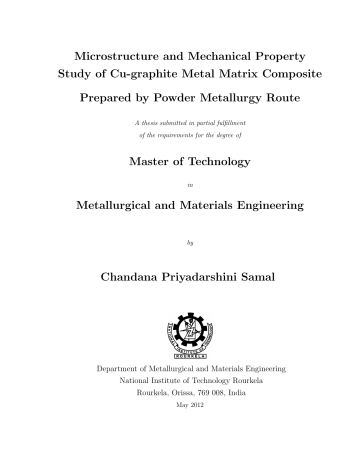 Microstructure and Mechanical Property Study of Cu-graphite Metal Matrix Composite Microstructure and Mechanical Property Study of Cu-graphite Metal Matrix Composite